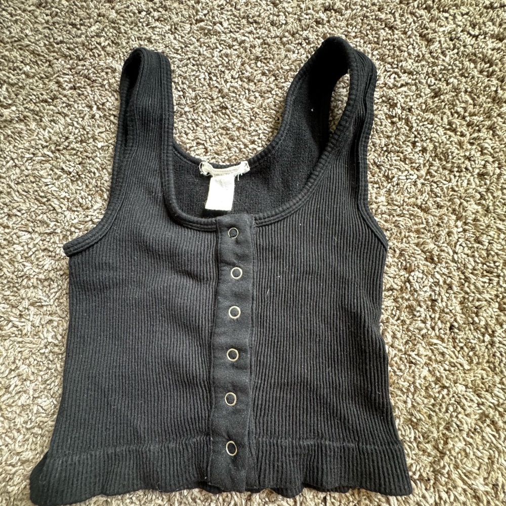 Tilly's Black Ribbed Crop Tank Top